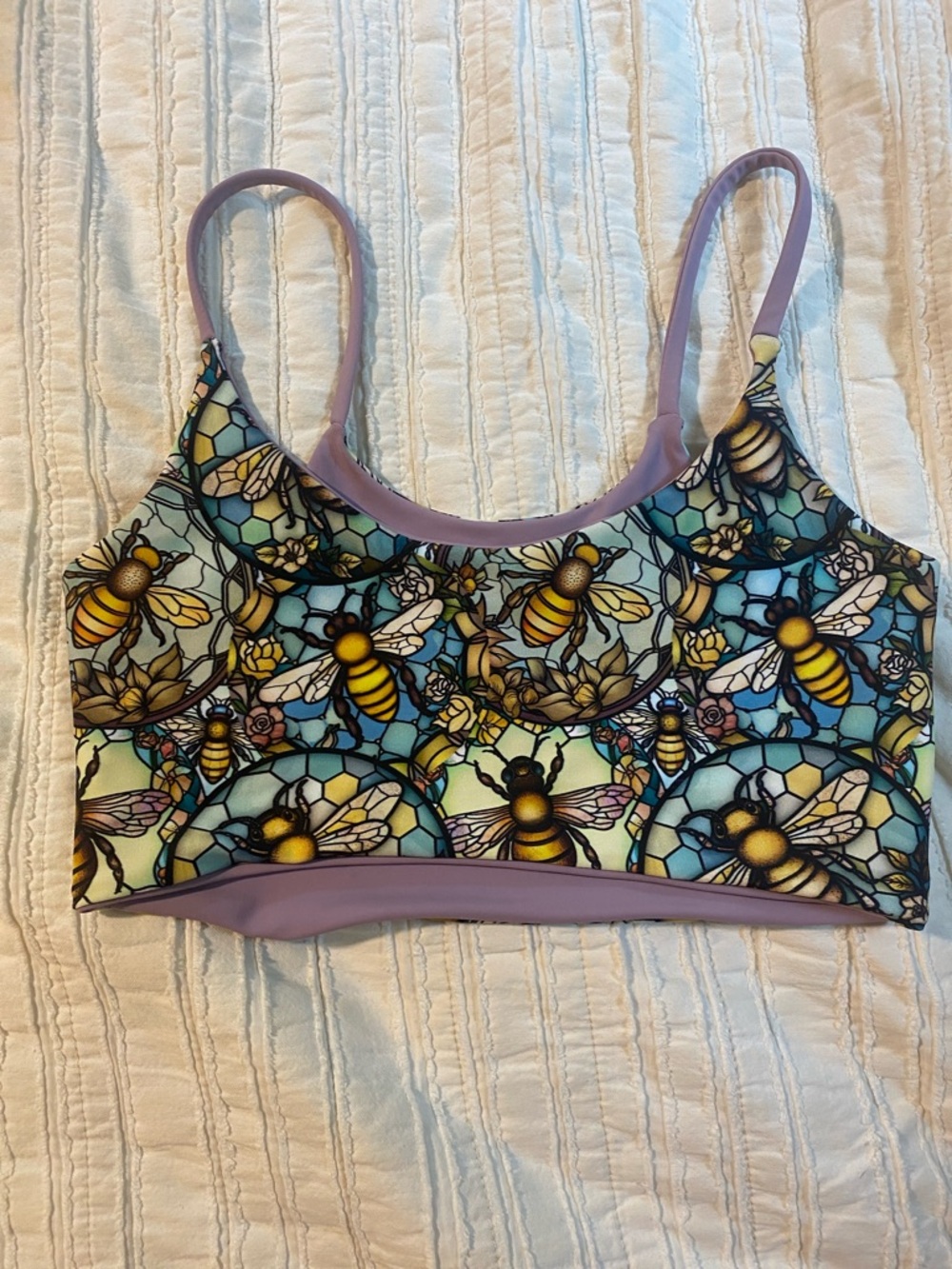 Purple Bee Print Bralette - Women Intimates & Sleepwear